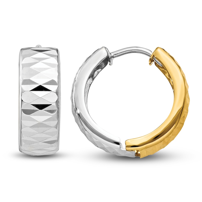 Textured Hoop Earrings 14K Two-Tone Gold 14.5mm