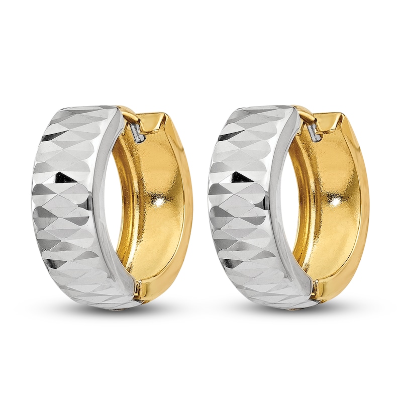 Main Image 2 of Textured Hoop Earrings 14K Two-Tone Gold 14.5mm