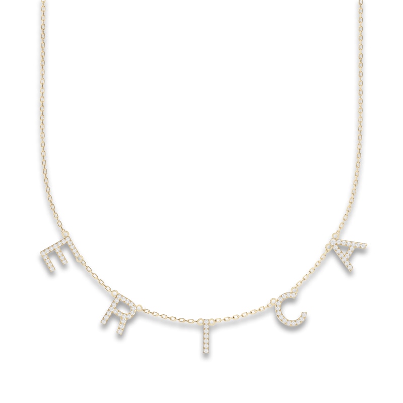 Main Image 1 of Juliette Maison Diamond Station Name Necklace 3/4 ct tw Round 10K Yellow Gold