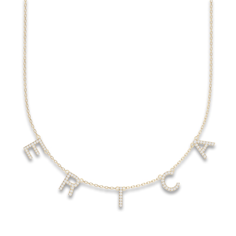 Juliette Maison Diamond Station Name Necklace 3/4 ct tw Round 10K Yellow Gold