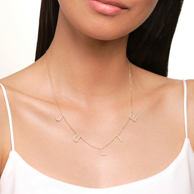 Main Image 2 of Juliette Maison Diamond Station Name Necklace 1 ct tw Round 10K Rose Gold