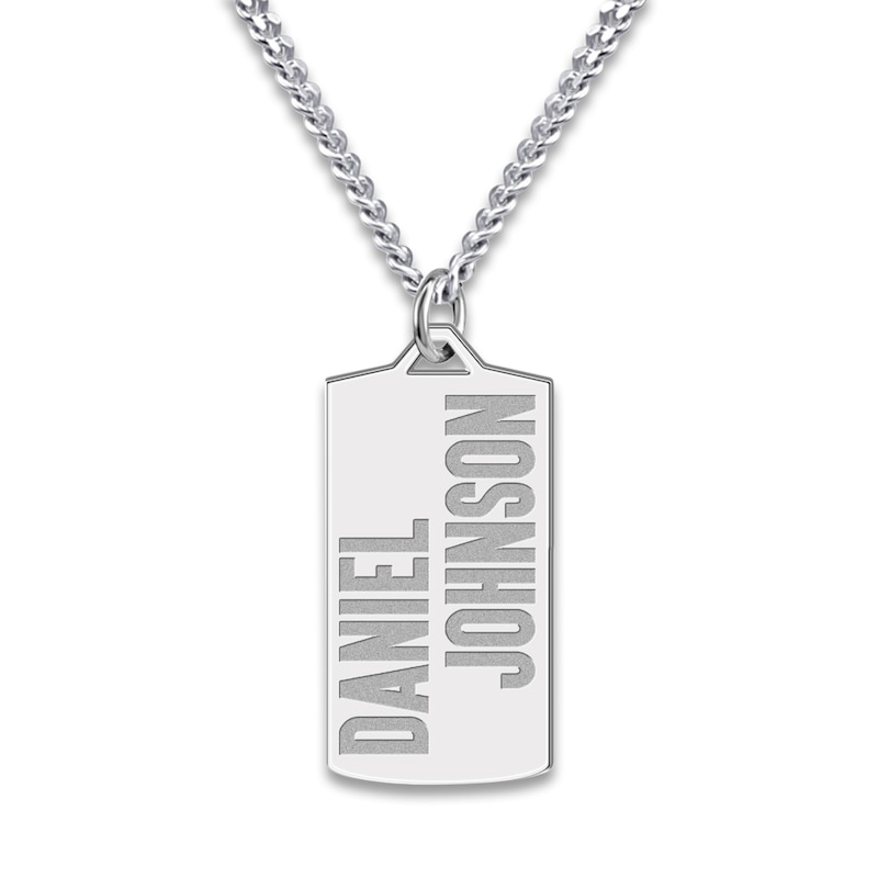 Main Image 1 of Engravable Dog Tag Necklace Sterling Silver 22"