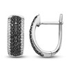 Black & White Diamond Huggie Earrings 1 ct tw Round 14K White Gold