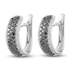 Black & White Diamond Huggie Earrings 1 ct tw Round 14K White Gold