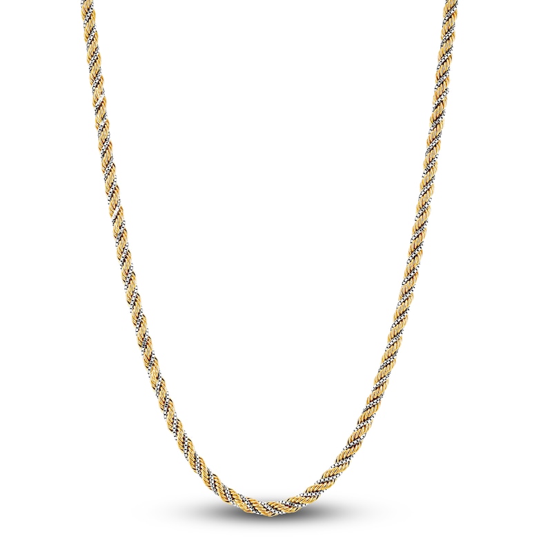 Main Image 1 of Hollow Rope Chain Necklace 10K Yellow Gold 24" 2.43mm