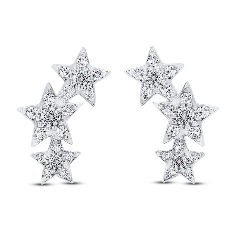 Diamond Star Drop Earrings 1/5 ct tw Round 14K White Gold