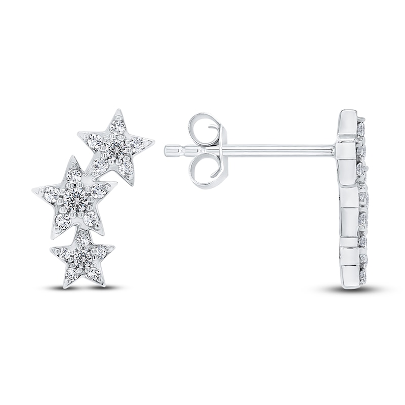 Diamond Star Drop Earrings 1/5 ct tw Round 14K White Gold