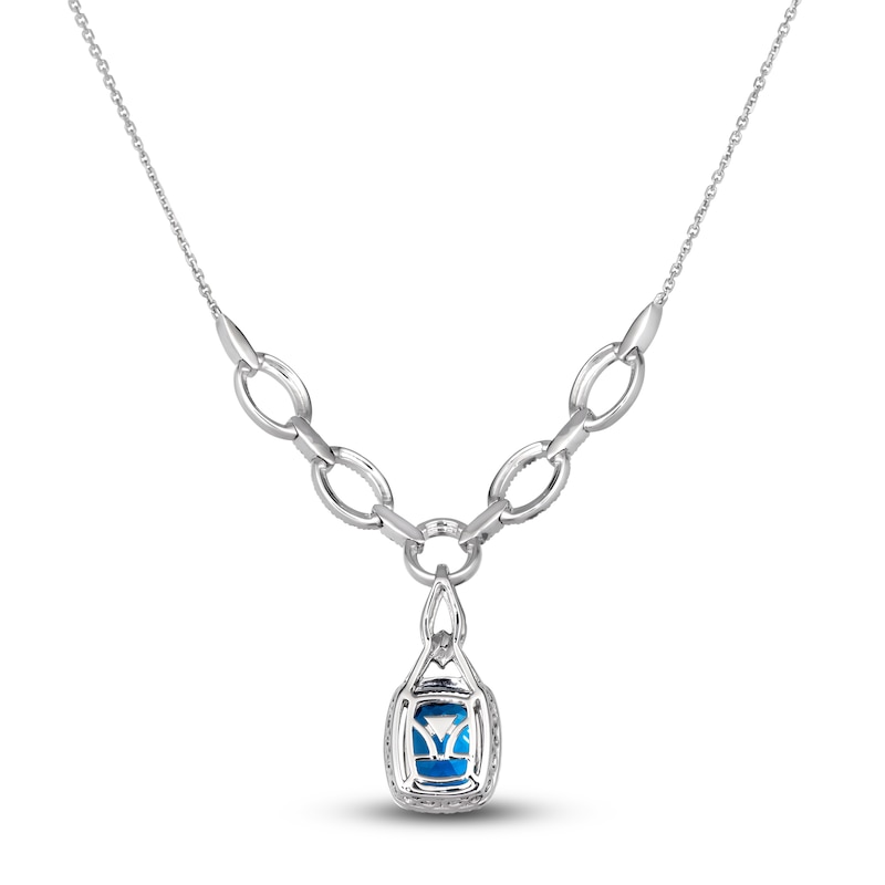 Le Vian Natural Blue Topaz Pendant Necklace 5/8 ct tw Diamonds 14K Vanilla Gold