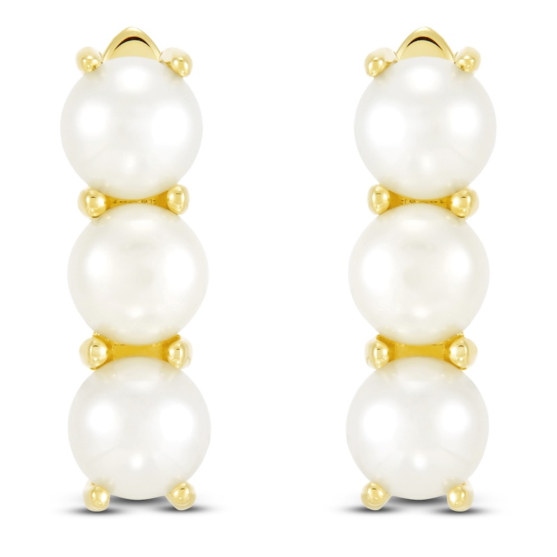 Main Image 2 of Freshwater Cultured Pearl Hoop Earrings 14K Yellow Gold