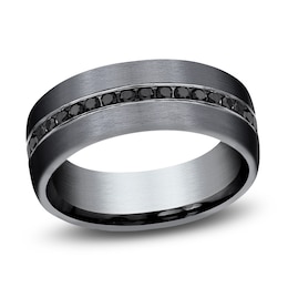 Men's Black Diamond Wedding Band 3/8 ct tw Round Grey Tantalum