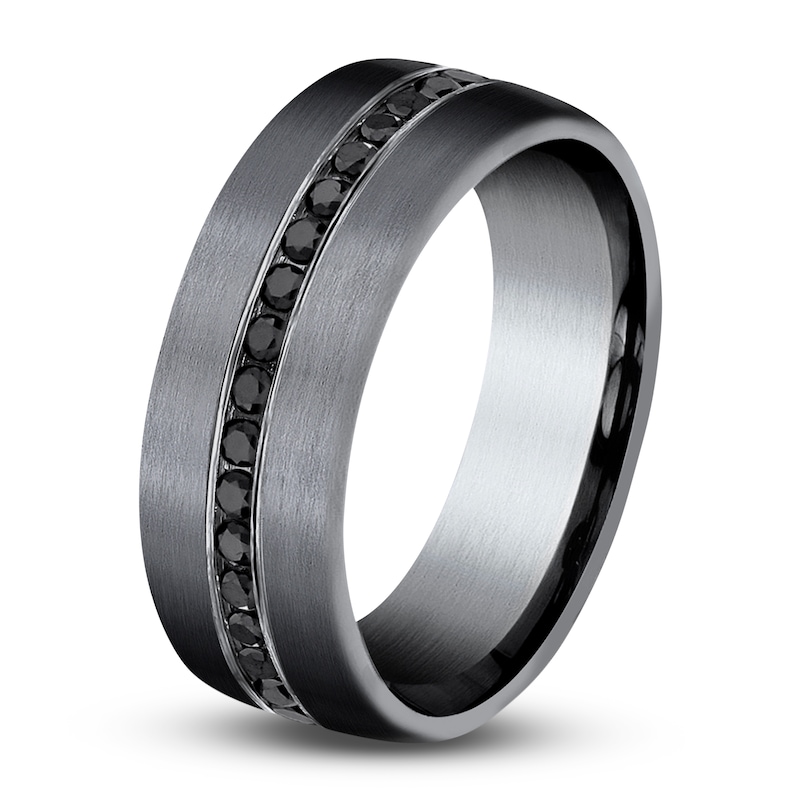 Men's Black Diamond Wedding Band 3/8 ct tw Round Grey Tantalum