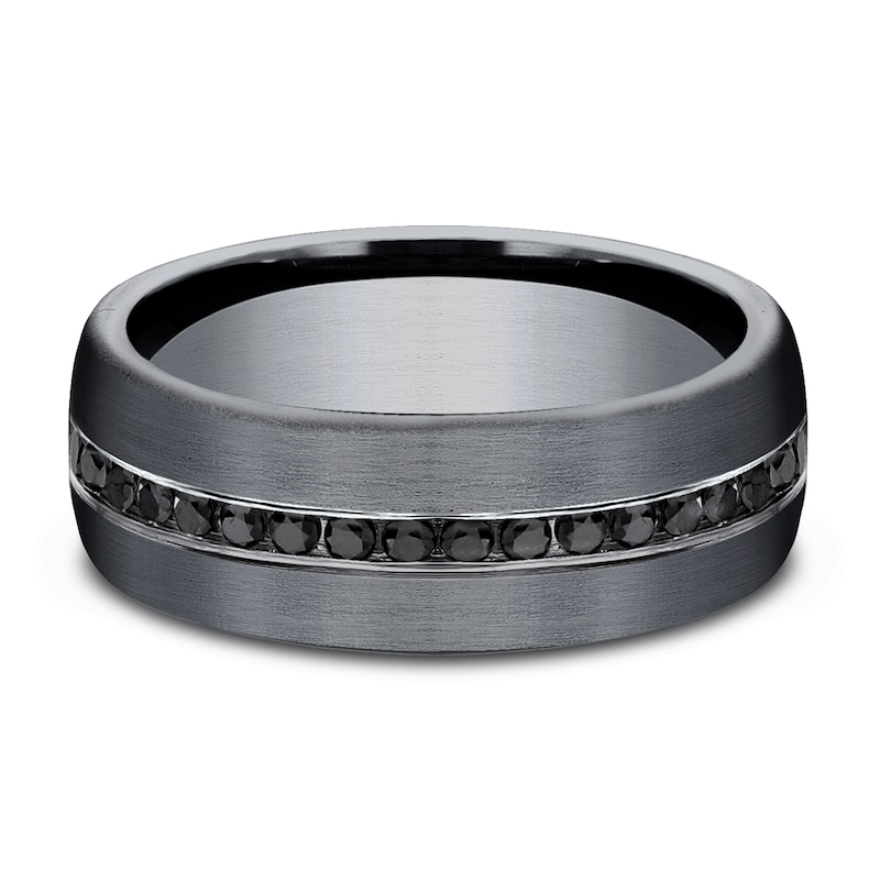 Main Image 3 of Men's Black Diamond Wedding Band 3/8 ct tw Round Grey Tantalum