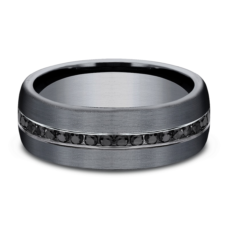 Men's Black Diamond Wedding Band 3/8 ct tw Round Grey Tantalum