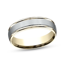 Satin Wedding Band 14K Two-Tone Gold 6.0mm