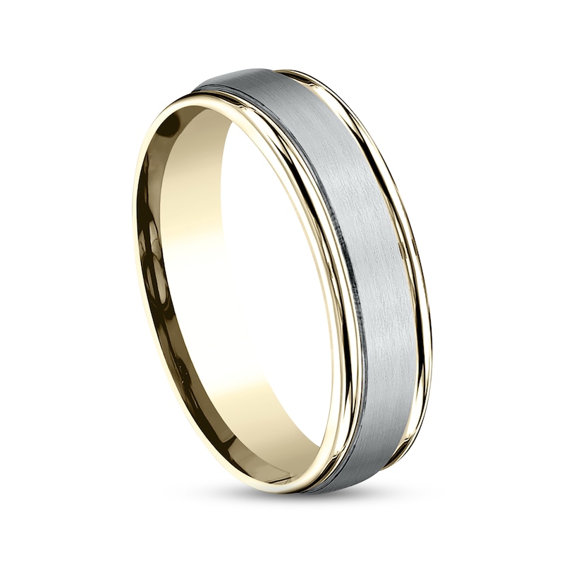 Main Image 2 of Satin Wedding Band 14K Two-Tone Gold 6.0mm