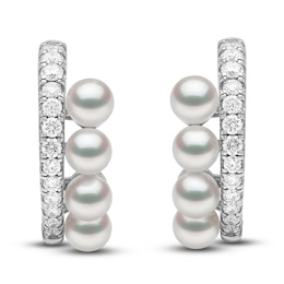 Yoko London Akoya Cultured Pearl Earrings 1/3 ct tw Diamonds 18K White Gold