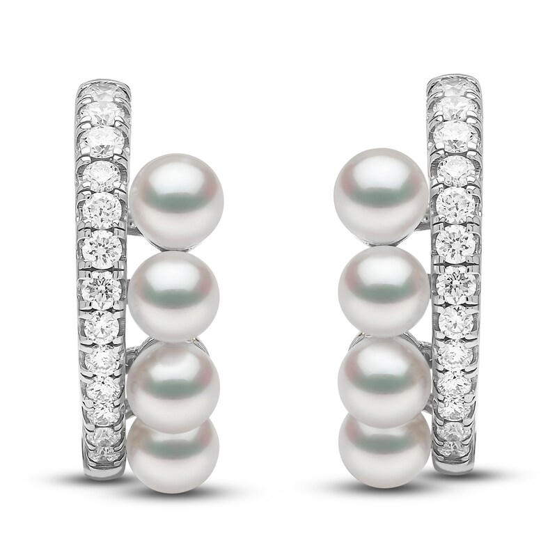 Main Image 1 of Yoko London Akoya Cultured Pearl Earrings 1/3 ct tw Diamonds 18K White Gold