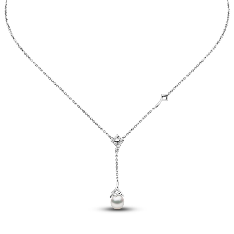 Main Image 1 of Yoko London Freshwater Cultured Pearl Necklace 1/20 ct tw Diamonds 18K White Gold 18"