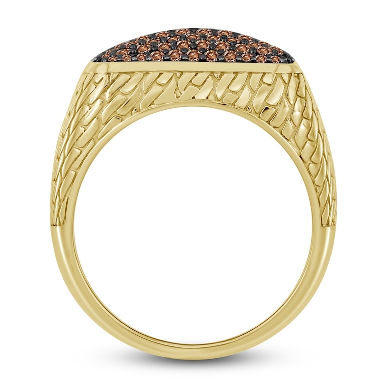 Bourbon-Colored Diamonds Men's Brown Diamond Ring 1 ct tw Round 10K Yellow Gold