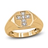 Thumbnail Image 1 of Men's Diamond Cross Ring 1/4 ct tw Round 14K Yellow Gold