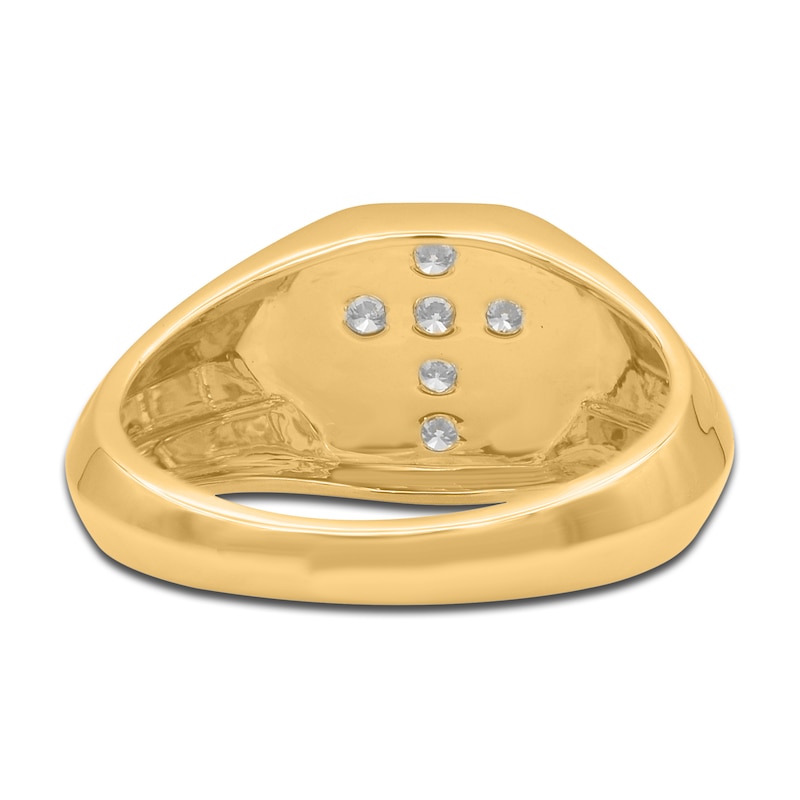 Main Image 3 of Men's Diamond Cross Ring 1/4 ct tw Round 14K Yellow Gold