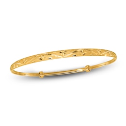 Diamond-Cut Bangle Bracelet 24K Yellow Gold