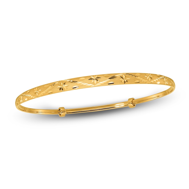 Main Image 1 of Diamond-Cut Bangle Bracelet 24K Yellow Gold