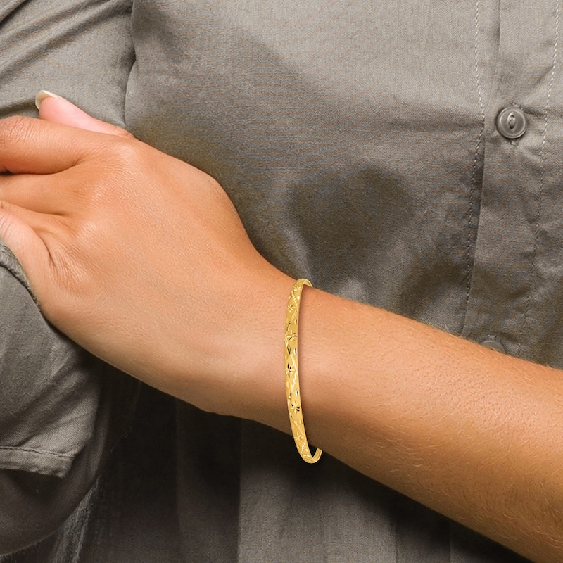 Diamond-Cut Bangle Bracelet 24K Yellow Gold