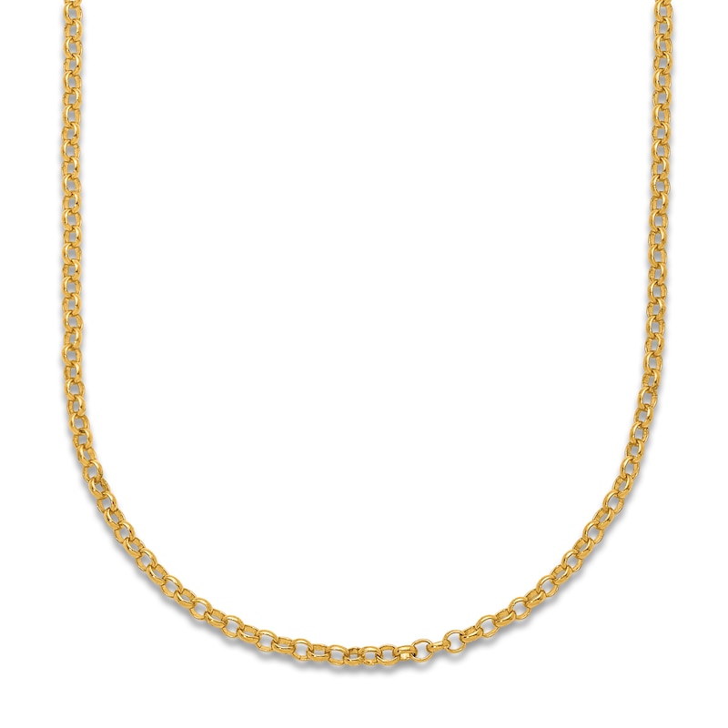 Main Image 1 of High-Polish Rolo Chain Necklace 24K Yellow Gold 24" 2.1mm