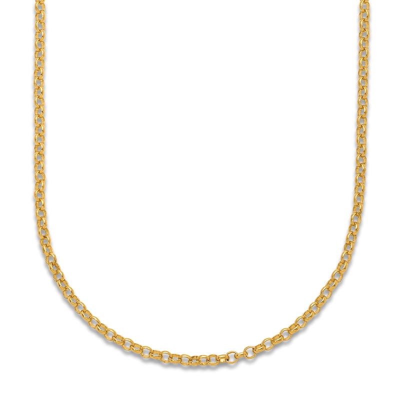 High-Polish Rolo Chain Necklace 24K Yellow Gold 24" 2.1mm