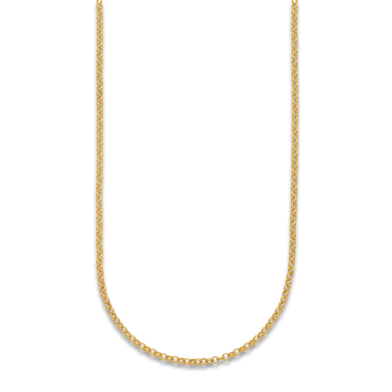 High-Polish Rolo Chain Necklace 24K Yellow Gold 24" 2.1mm