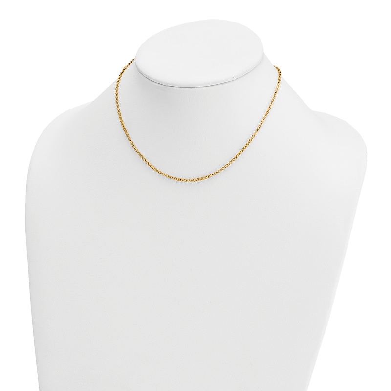 High-Polish Rolo Chain Necklace 24K Yellow Gold 24" 2.1mm