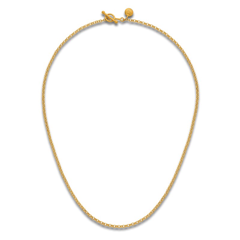 Main Image 4 of High-Polish Rolo Chain Necklace 24K Yellow Gold 24" 2.1mm