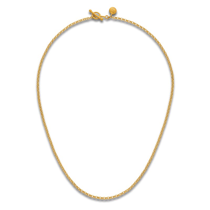 High-Polish Rolo Chain Necklace 24K Yellow Gold 24" 2.1mm