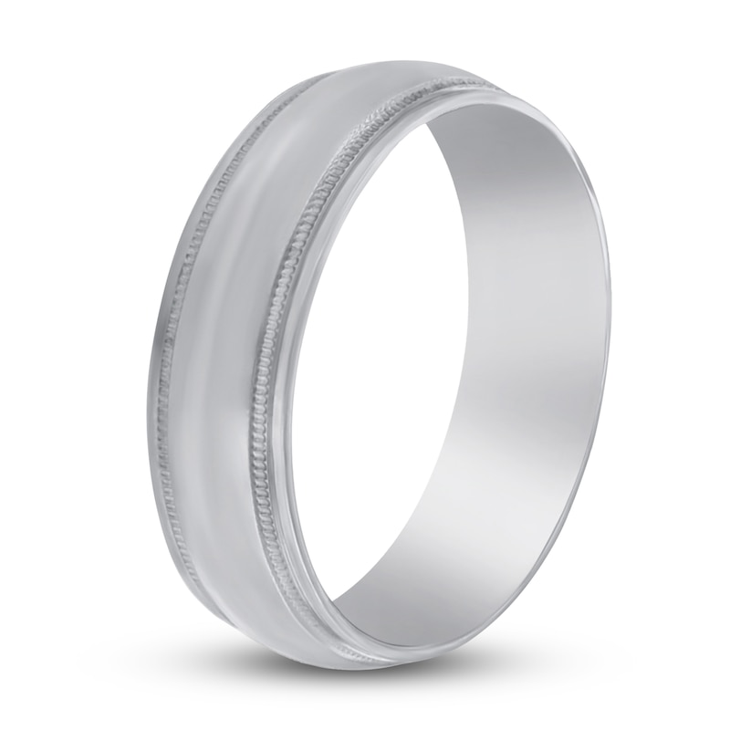 Main Image 2 of Milgrain Beveled Wedding Band 14K White Gold 8mm