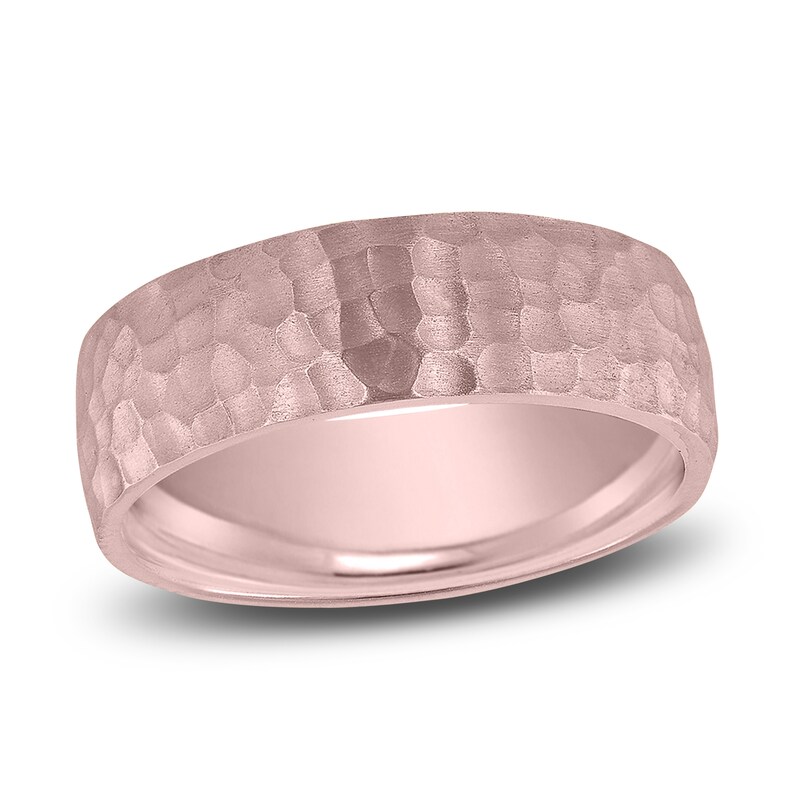 Main Image 1 of Dome Hammer Wedding Band 14K Rose Gold 7mm