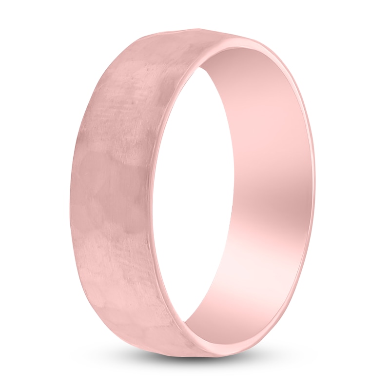 Main Image 2 of Dome Hammer Wedding Band 14K Rose Gold 7mm