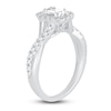 Thumbnail Image 2 of Emerald & Round-Cut Diamond Double Halo Engagement Ring 1 ct tw 14K White Gold