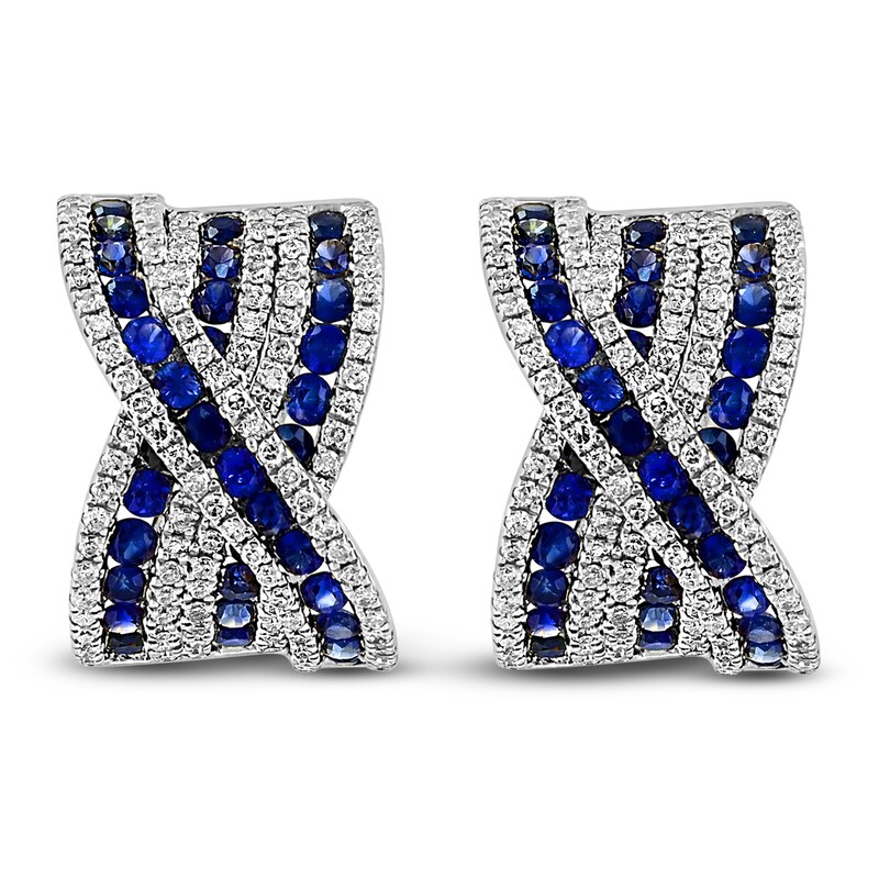 Main Image 1 of LALI Jewels Natural Blue Sapphire & Diamond Earrings 3/4 ct tw 14K White Gold