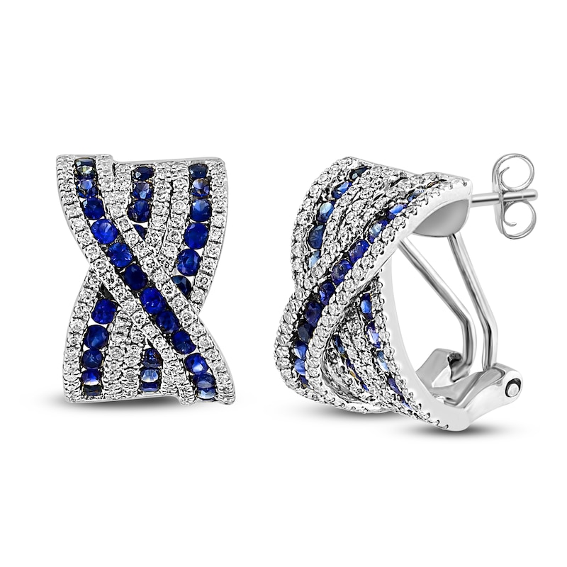 Main Image 2 of LALI Jewels Natural Blue Sapphire & Diamond Earrings 3/4 ct tw 14K White Gold