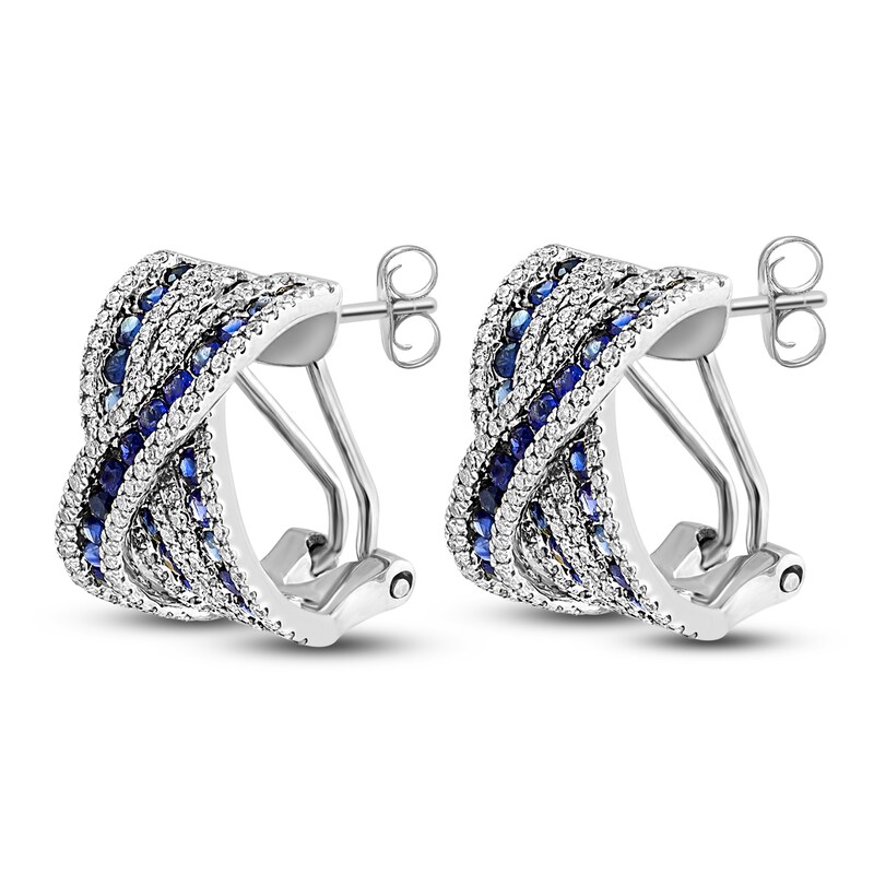 Main Image 3 of LALI Jewels Natural Blue Sapphire & Diamond Earrings 3/4 ct tw 14K White Gold