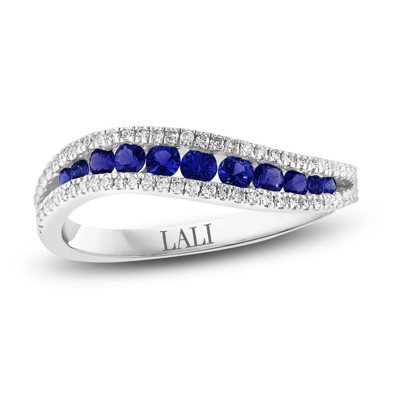 Main Image 1 of LALI Jewels Natural Blue Sapphire & Diamond Ring 1/5 ct tw 14K White Gold