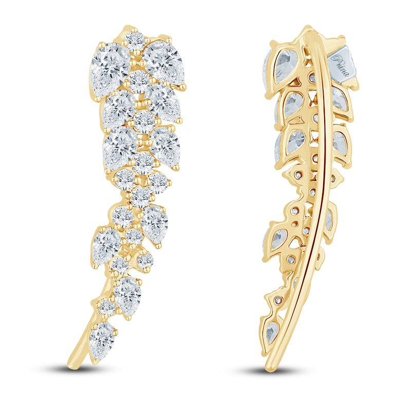 Pnina Tornai Pear-Shaped & Round Diamond Climber Earrings 1-1/2 ct tw 14K Yellow Gold