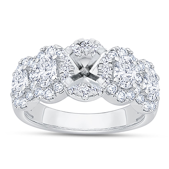Chosen Certified Diamond Halo Engagement Ring Setting 1-1/2 ct tw 18K White Gold