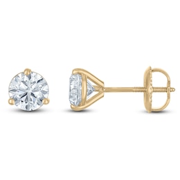 Certified Round-Cut Diamond Solitaire Stud Earrings 1-3/8 ct tw 18K Yellow Gold (SI2/I)