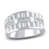 Thumbnail Image 1 of Men's Ribbed Square-cut Diamond Anniversary Band 3/4 ct tw 14K White Gold