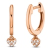 Thumbnail Image 1 of Shy Creation Diamond Heart Dangle Huggie Hoop Earrings 1/20 ct tw 14K Rose Gold SC22004943