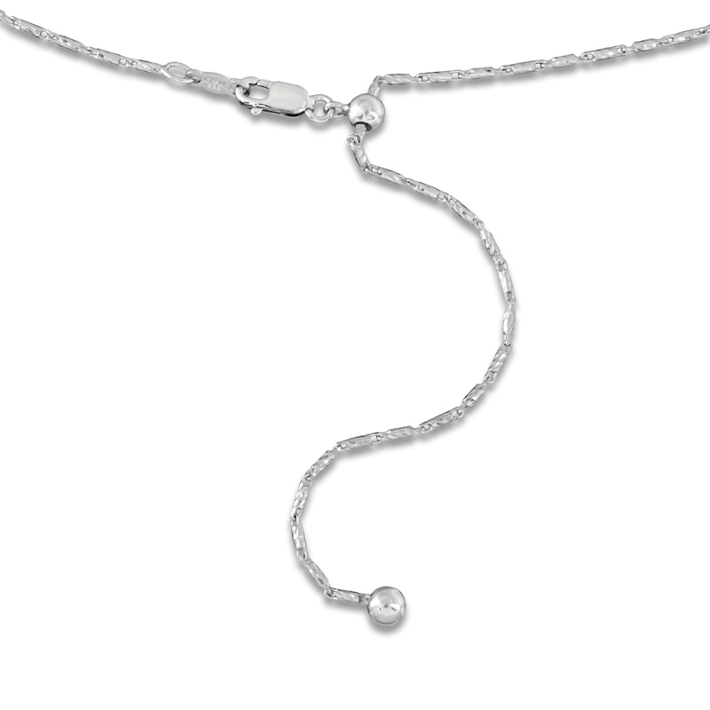 Main Image 2 of Solid Adjustable Diamond-Cut Snail Link Chain Necklace 1.3mm Sterling Silver 24"