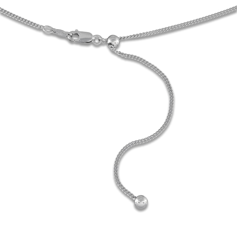 Main Image 2 of Solid Adjustable Diamond-Cut Curb Chain Necklace 1.4mm Sterling Silver 20"