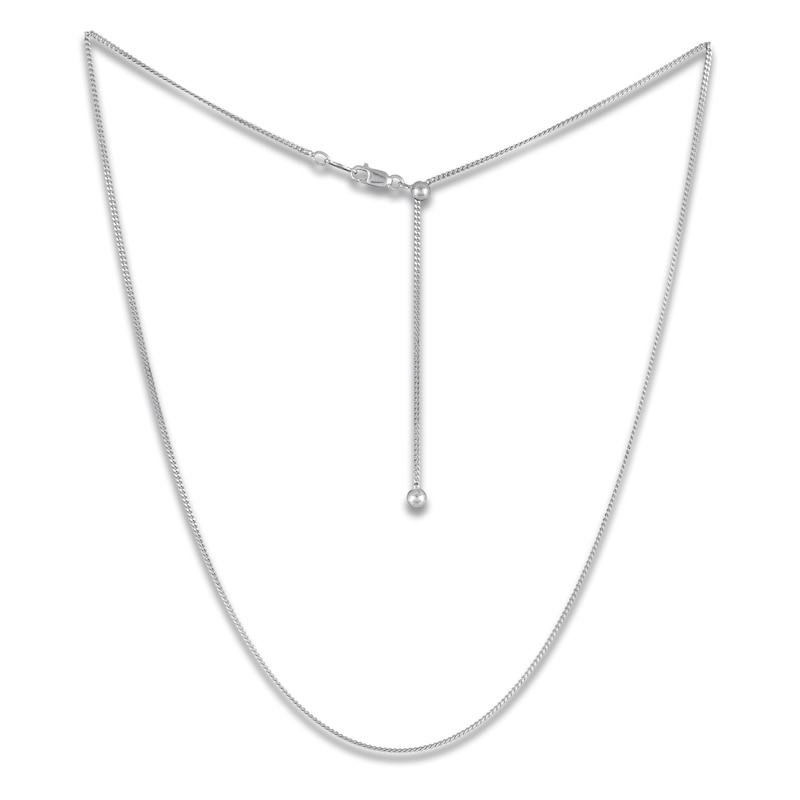 Main Image 4 of Solid Adjustable Diamond-Cut Curb Chain Necklace 1.4mm Sterling Silver 20"
